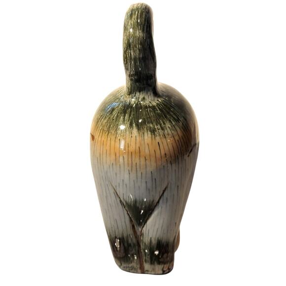 Cat Figurine Tonala Mexican Pottery Grayish Green Signed Whimsical Home Decor - Picture 3 of 12